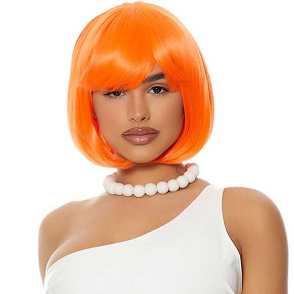 Orange Bob Wig with Bangs - Picture 3 of 3